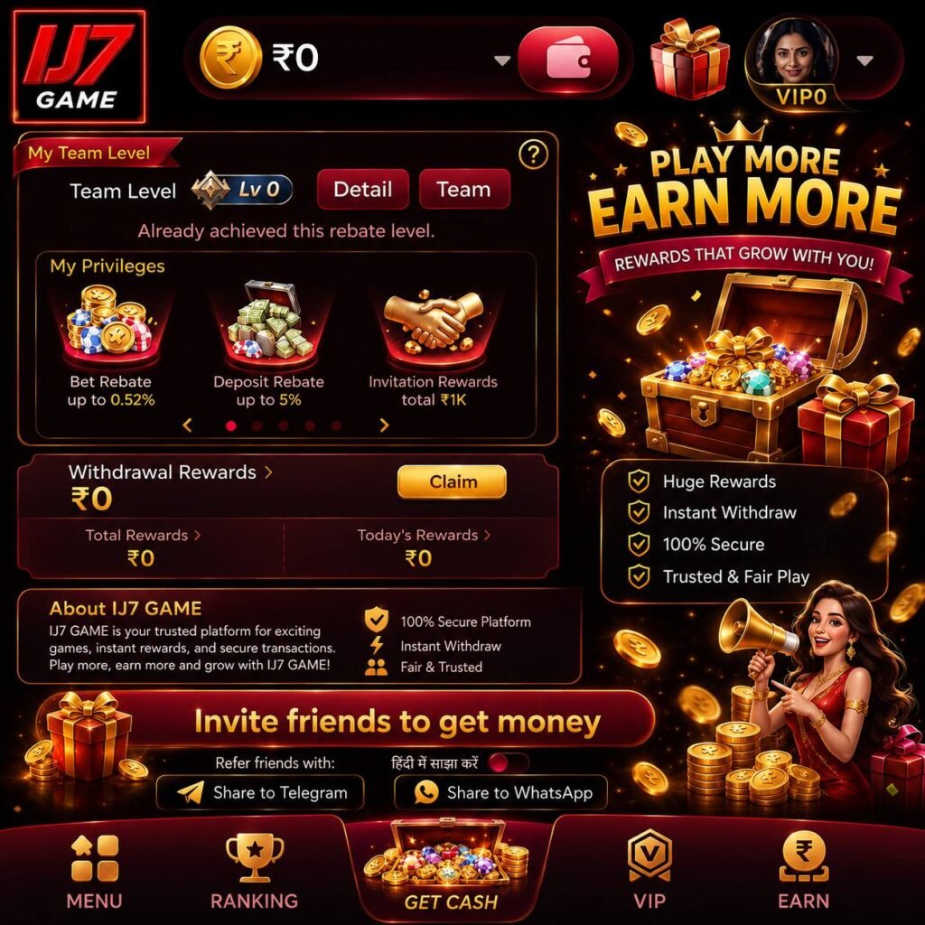 IJ7 Game app featuring a modern gaming interface, easy navigation, and mobile-friendly gameplay.